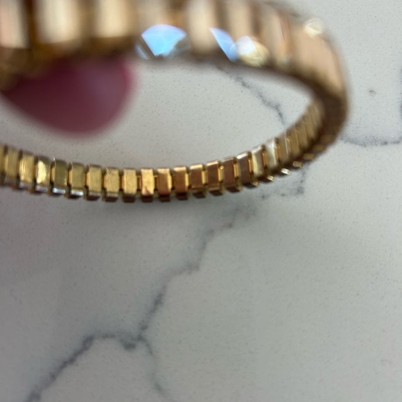 Swarovski Baguette Cut Lightning Stretch Gold-Tone Bracelet - Picture 6 of 6
